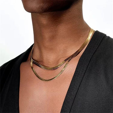 AIDASE  -  4mm Titanium Steel Flat Snake Chain Necklace For Men Women Hip Hop Party Jewelry Accessories Basic Chain Necklace aidase-shop